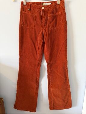 Blue Asphalt Rust Orange Corduroy Boot-Leg Jeans